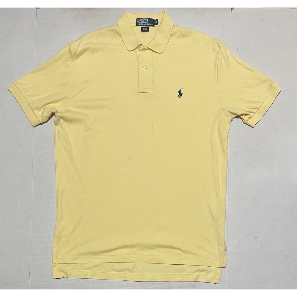 Y2K Polo Ralph Lauren Mens Polo Shirt Yellow‎ Medium Classic Fit Golf Outdoor